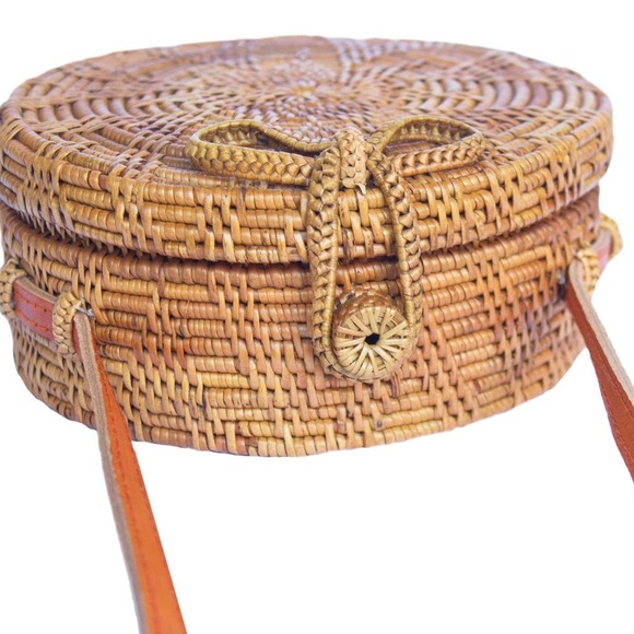 💐LAST 1💐Circular Rattan/Crossbody Round Bag - Picture 6 of 7
